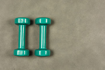 Dumbbells for fitness or rehabilitation weighing two kilograms.