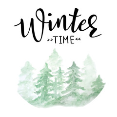 Vector illustration of "Winter time" lettering.