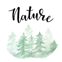 Vector illustration of "Nature" lettering.