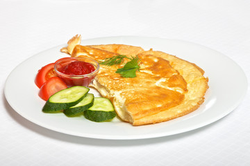 omelette with vegetables and souce