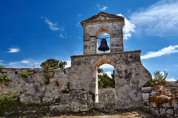 Fototapeta na wymiar Orthodox chapel in the Venetian fortress of Agia Maura at the Greek island of Lefkada.