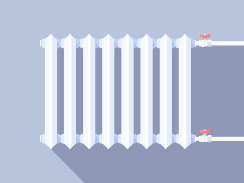 White heating radiator. Home heating system. Vector illustration