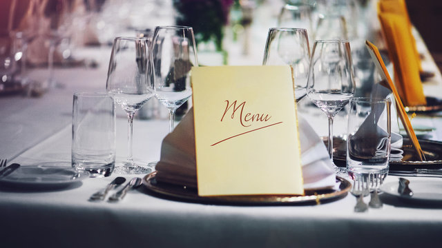 menu im restaurant