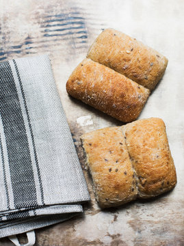 Multi-grain bread rolls, close-up