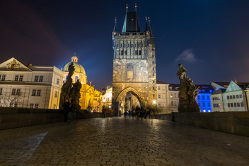 Obraz premium Cityscape panorama of Prague with Castle. View from Carol Bridge