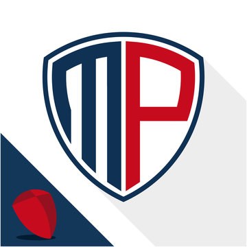 Icon logo / shield badge with combination of M & P initials