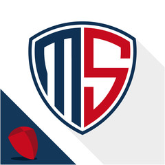 Obraz premium Icon logo / shield badge with combination of M & S initials