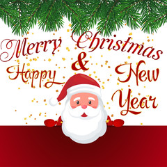 Fototapeta na wymiar Background Santa Claus happy Christmas and New Year. Christmas card with a Christmas Santa Claus