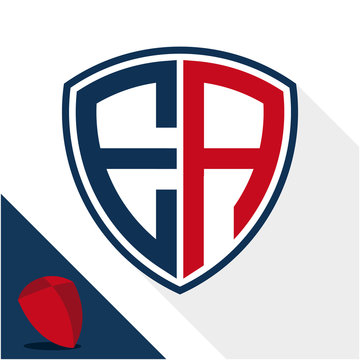 Icon logo / shield badge with a combination of E & A initials