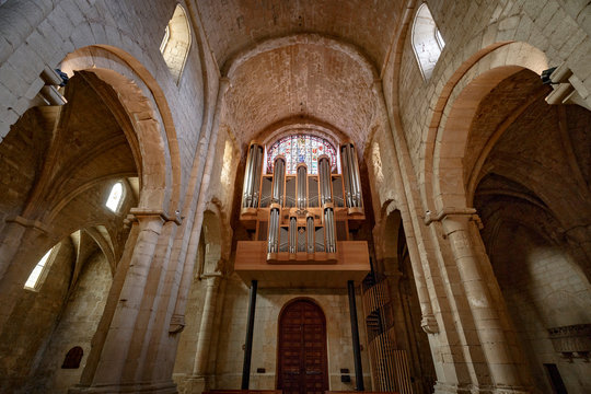 Interior of Royal Abbey of Santa Maria de Poblet, Vimbodi, Catalonia, Spain, Europe