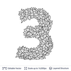 Number symbol of white leaves.