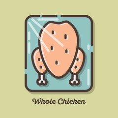 Chicken meat icons. Whole chicken. Flat illustration of chicken meat.