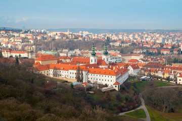 Fototapeta na wymiar Panorama of Prague with Castle. View from Petrin Hill. Prague, Czech Republic