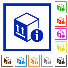 Package information flat framed icons
