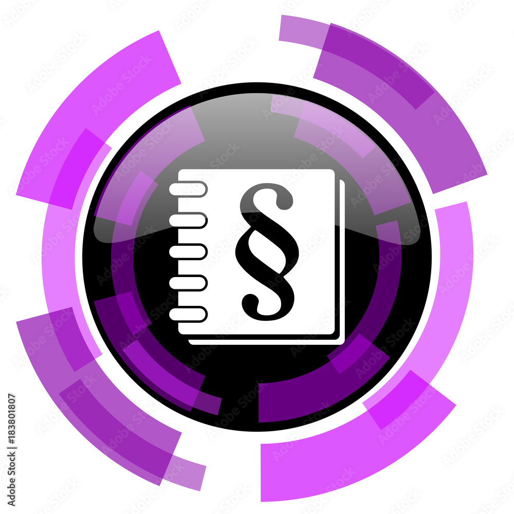 Poster Law pink violet modern design vector web and smartphone icon. Round button in eps 10 isolated on white background.