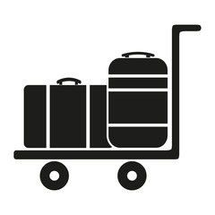 Luggage Cart With Suitcase on a white background