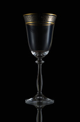 wine glass on a black background