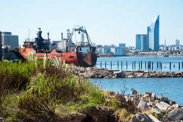 View of different parts of port zone of Montevideo