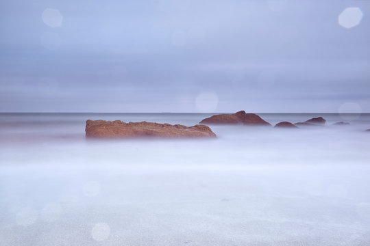 Long exposure of rocks in sea, Odessa, Odeska Oblast, Ukraine, Europe