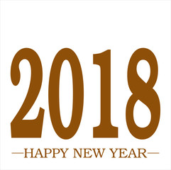 Happy New Year 2018 greeting Golden text on White background plain clean vector with space 