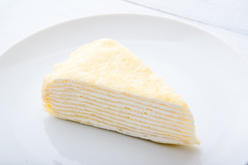 milles crepe on white plate