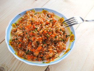 Porridge with rice and vegetables. Simple wholesome food.
