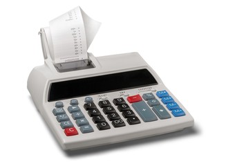 Printing Calculator with Paper Tape Rolled Up