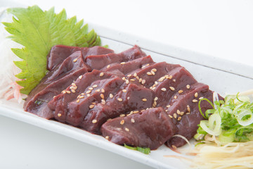 beef liver sashimi, japanese raw food