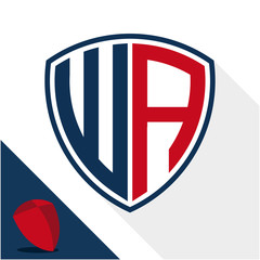 Obraz premium Icon logo / shield badge with combination of W & A initials