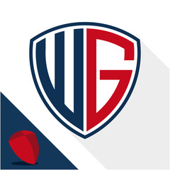 Obraz premium Icon logo / shield badge with combination of W & G initials