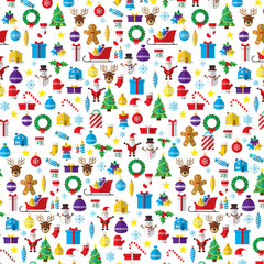 Christmas pattern composed of new year icons and symbols.