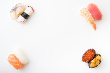 white sushi  background with copyspace
