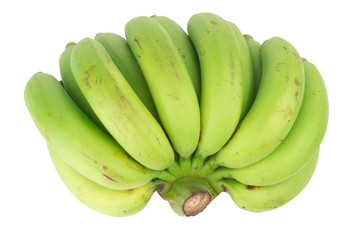 Unripe Banana. bunch  Banana. green isolated on white background