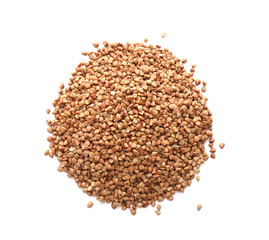 Raw buckwheat on white background