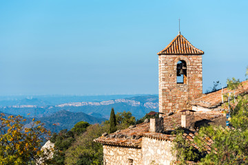 Fototapeta na wymiar View of the Romanesque church of Santa Maria de Siurana, in Siurana, Tarragona, Spain. Copy space for text.