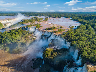 Aerial view of the Iguazu Falls. View over the Garganta del Diablo the Devil's Throat. - obrazy, fototapety, plakaty
