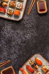 Sushi Set: sushi and sushi rolls on plate.