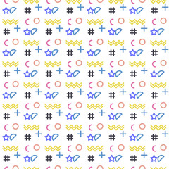 Abstract seamless vector pattern for girls, boys, clothes. Creative background with dots, geometric figures Funny wallpaper for textile and fabric. Fashion style. Colorful bright