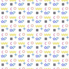 Abstract seamless vector pattern for girls, boys, clothes. Creative background with dots, geometric figures Funny wallpaper for textile and fabric. Fashion style. Colorful bright