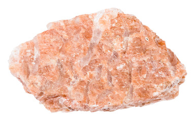 raw pink pegmatite stone isolated on white