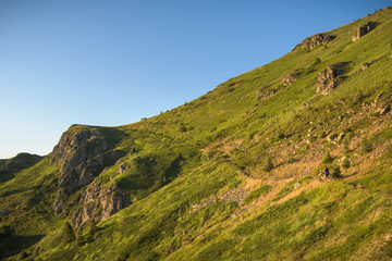 Man hiking up a mountain