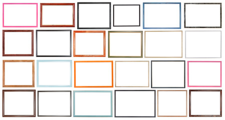 modern narrow wooden picture frames isolated