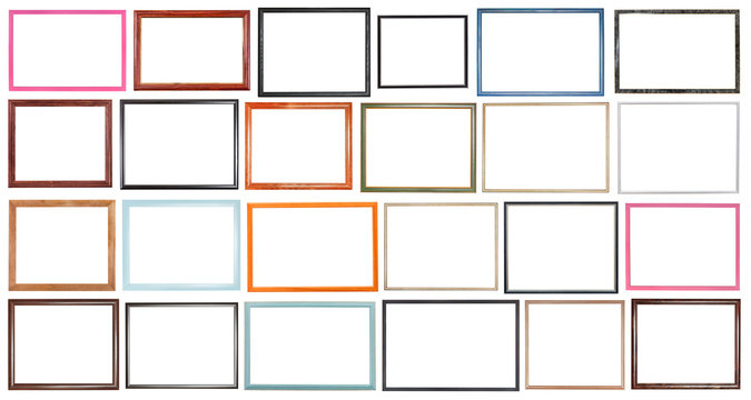 modern narrow wooden picture frames isolated