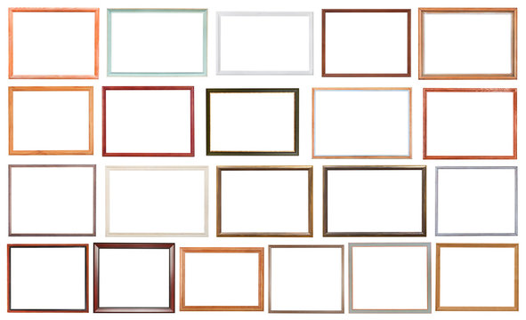 set of modern wooden picture frames isolated