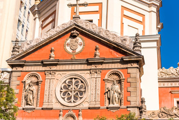 Fototapeta premium View of Church of las Calatravas, Madrid, Spain. Close-up.
