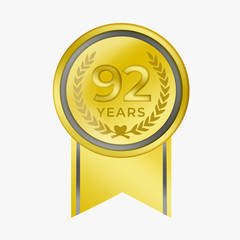 92 years anniversary coin gold Certification Congratulation Awar