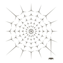 Obraz premium illustration of spider and spiderweb on white background