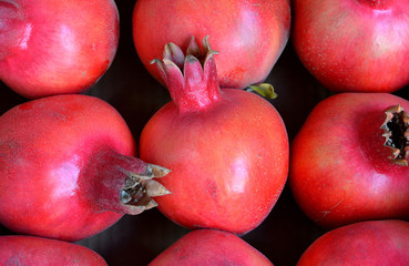 Group of red fresh pomegranates