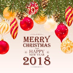 Merry christmas greeting postcard