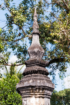 Pagoda in the temple Wat Sensoukaram in Louangphabang, Laos. Vertical.